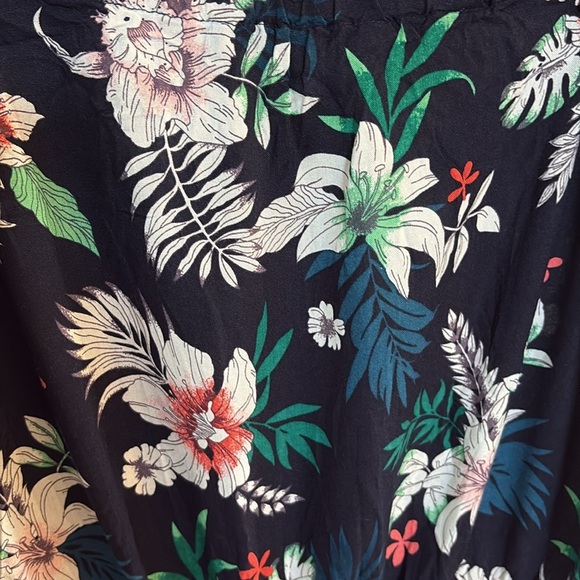 Women’s tropical strapless high slit wide leg jumpsuit rayon draw string waist L - Picture 6 of 10